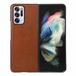 For OPPO Find N Genuine Leather Double Color Crazy Horse Phone Case(Brown)