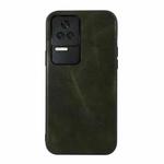 For Xiaomi Redmi K40S Genuine Leather Double Color Crazy Horse Phone Case(Green)