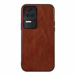For Xiaomi Redmi K40S Genuine Leather Double Color Crazy Horse Phone Case(Brown)