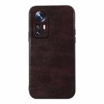 For Xiaomi 12 / 12X Genuine Leather Double Color Crazy Horse Phone Case(Coffee)