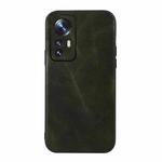 For Xiaomi 12 / 12X Genuine Leather Double Color Crazy Horse Phone Case(Green)