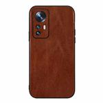 For Xiaomi 12 / 12X Genuine Leather Double Color Crazy Horse Phone Case(Brown)
