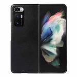 For Xiaomi Mi Mix Fold Genuine Leather Double Color Crazy Horse Phone Case(Black)