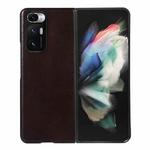 For Xiaomi Mi Mix Fold Genuine Leather Double Color Crazy Horse Phone Case(Coffee)
