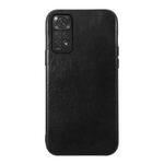 For Xiaomi Redmi Note 11S/11 Global Genuine Leather Double Color Crazy Horse Phone Case(Black)