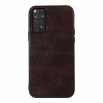 For Xiaomi Redmi Note 11S/11 Global Genuine Leather Double Color Crazy Horse Phone Case(Coffee)