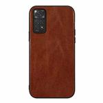 For Xiaomi Redmi Note 11S/11 Global Genuine Leather Double Color Crazy Horse Phone Case(Brown)