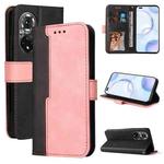 For Huawei Nova 9 Pro/Honor 50 Pro Stitching-Color Horizontal Flip Leather Case(Pink)