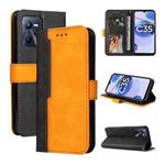 For OPPO Realme C35 Stitching-Color Horizontal Flip Leather Case(Orange)