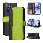 For OPPO Realme C35 Stitching-Color Horizontal Flip Leather Case(Green)