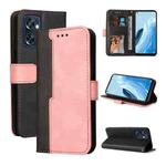 For OPPO Reno7 SE 5G Stitching-Color Horizontal Flip Leather Case(Pink)