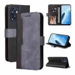 For OPPO Reno7 SE 5G Stitching-Color Horizontal Flip Leather Case(Grey)