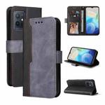 For vivo Y55 5G/Y75 5G/T1 5G Stitching-Color Horizontal Flip Leather Case(Grey)
