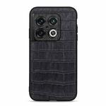 For OnePlus 10 Pro Accurate Hole Crocodile Texture Genuine Leather Phone Case(Black)