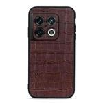 For OnePlus 10 Pro Accurate Hole Crocodile Texture Genuine Leather Phone Case(Brown)