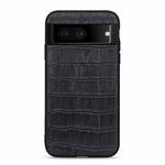 For Google Pixel 7 Accurate Hole Crocodile Texture Genuine Leather Phone Case(Black)