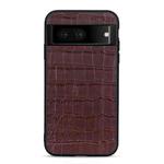For Google Pixel 7 Accurate Hole Crocodile Texture Genuine Leather Phone Case(Brown)