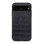 For Google Pixel 7 Pro Accurate Hole Crocodile Texture Genuine Leather Phone Case(Black)