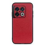 For OnePlus 10 Pro Accurate Hole Litchi Texture Genuine Leather Phone Case(Red)