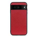 For Google Pixel 7 Accurate Hole Litchi Texture Genuine Leather Phone Case(Red)