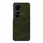 For Huawei P50 Pocket Genuine Leather Double Color Crazy Horse Phone Case(Green)