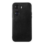 For Honor 60 Pro Genuine Leather Double Color Crazy Horse Phone Case(Black)