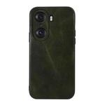 For Honor 60 Pro Genuine Leather Double Color Crazy Horse Phone Case(Green)