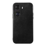 For Honor 60 Genuine Leather Double Color Crazy Horse Phone Case(Black)