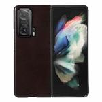 For Honor Magic V 5G Genuine Leather Double Color Crazy Horse Phone Case(Coffee)