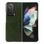 For Honor Magic V 5G Genuine Leather Double Color Crazy Horse Phone Case(Green)