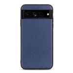 For Google Pixel 7 Pro Accurate Hole Lambskin Texture Genuine Leather Phone Case(Blue)