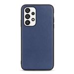 For Samsung Galaxy A73 5G Accurate Hole Lambskin Texture Genuine Leather Phone Case(Blue)