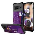 For Samsung Galaxy S10+ Glitter Magnetic Card Bag Phone Case(Purple)