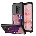 For Samsung Galaxy S9+ Glitter Magnetic Card Bag Phone Case(Pink)