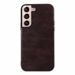 For Samsung Galaxy S22+ 5G Genuine Leather Double Color Crazy Horse Phone Case(Coffee)