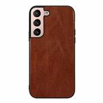 For Samsung Galaxy S22+ 5G Genuine Leather Double Color Crazy Horse Phone Case(Brown)