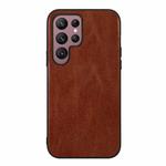 For Samsung Galaxy S22 Ultra 5G Genuine Leather Double Color Crazy Horse Phone Case(Brown)