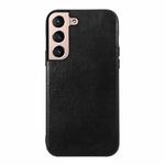 For Samsung Galaxy S22 5G Genuine Leather Double Color Crazy Horse Phone Case(Black)