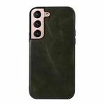 For Samsung Galaxy S22 5G Genuine Leather Double Color Crazy Horse Phone Case(Green)