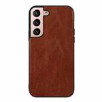For Samsung Galaxy S22 5G Genuine Leather Double Color Crazy Horse Phone Case(Brown)