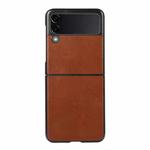 For Samsung Galaxy Z Flip3 5G Genuine Leather Double Color Crazy Horse Phone Case(Brown)