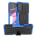 For Motorola Moto G Stylus 2022 4G Tire Texture TPU + PC Phone Case with Holder(Blue)