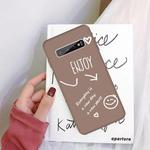 For Galaxy S10+ Enjoy Love Pattern Frosted TPU Protective Case(Khaki)