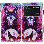 For Xiaomi Poco M4 Pro Painted Pattern Horizontal Flip Leather Phone Case(Wolf Totem)