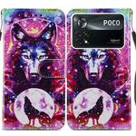 For Xiaomi Poco M4 Pro 5G Painted Pattern Horizontal Flip Leather Phone Case(Wolf Totem)