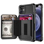 For iPhone 12 mini Zipper Wallet Card Bag PU Back Case (Black)