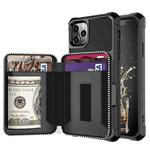 For iPhone 12 Pro Max Zipper Wallet Card Bag PU Back Case(Black)