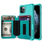 For iPhone 11 Pro Zipper Wallet Card Bag PU Back Case (Green)