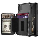 For iPhone XR Zipper Wallet Card Bag PU Back Case(Black)