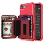 For iPhone SE 2022 / SE 2020 / 8 / 7 / 6 / 6s Zipper Wallet Card Bag PU Back Case(Red)